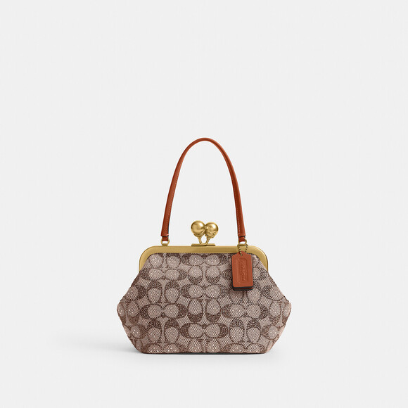 Coach Handbags - Coach Kisslock Frame Bag 16 In Crystal Signature Jacquard